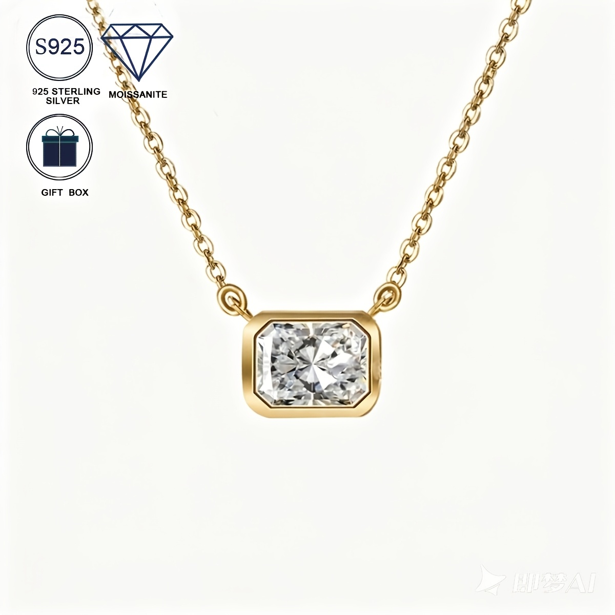 Women's 925 Sterling Silver Moissanite Necklace